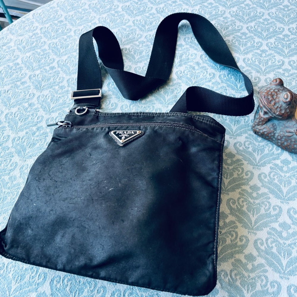 Prada Black Nylon Messenger Bag with Sporty Design